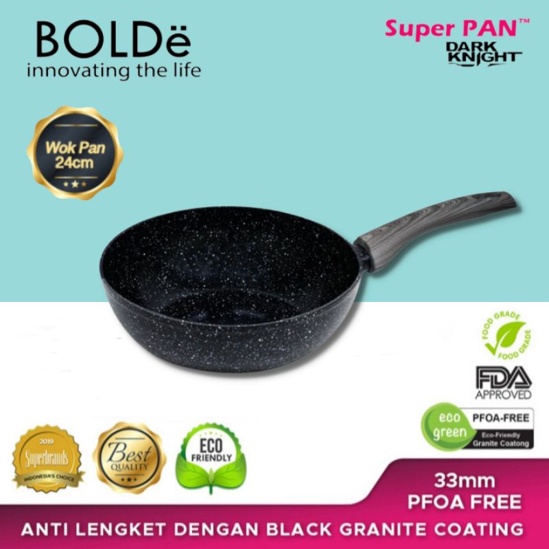 BOLDE SUPER PAN WOK PAN 24 CM GRANITE COATING / PANCI / WAJAN / PENGGORENGAN ANTI LENGKET / WAJAN AN