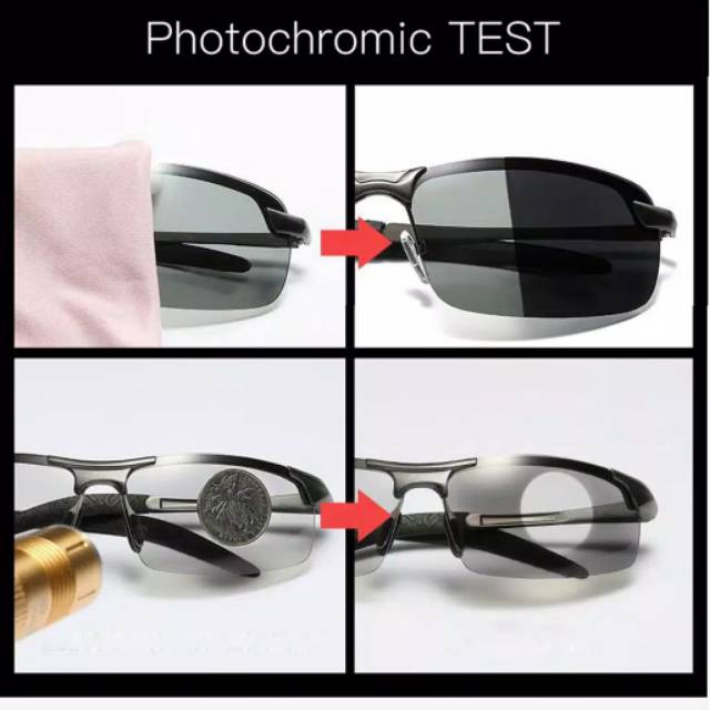 Kacamata Original Photocromic Siang Malam Polarized sport sunglass