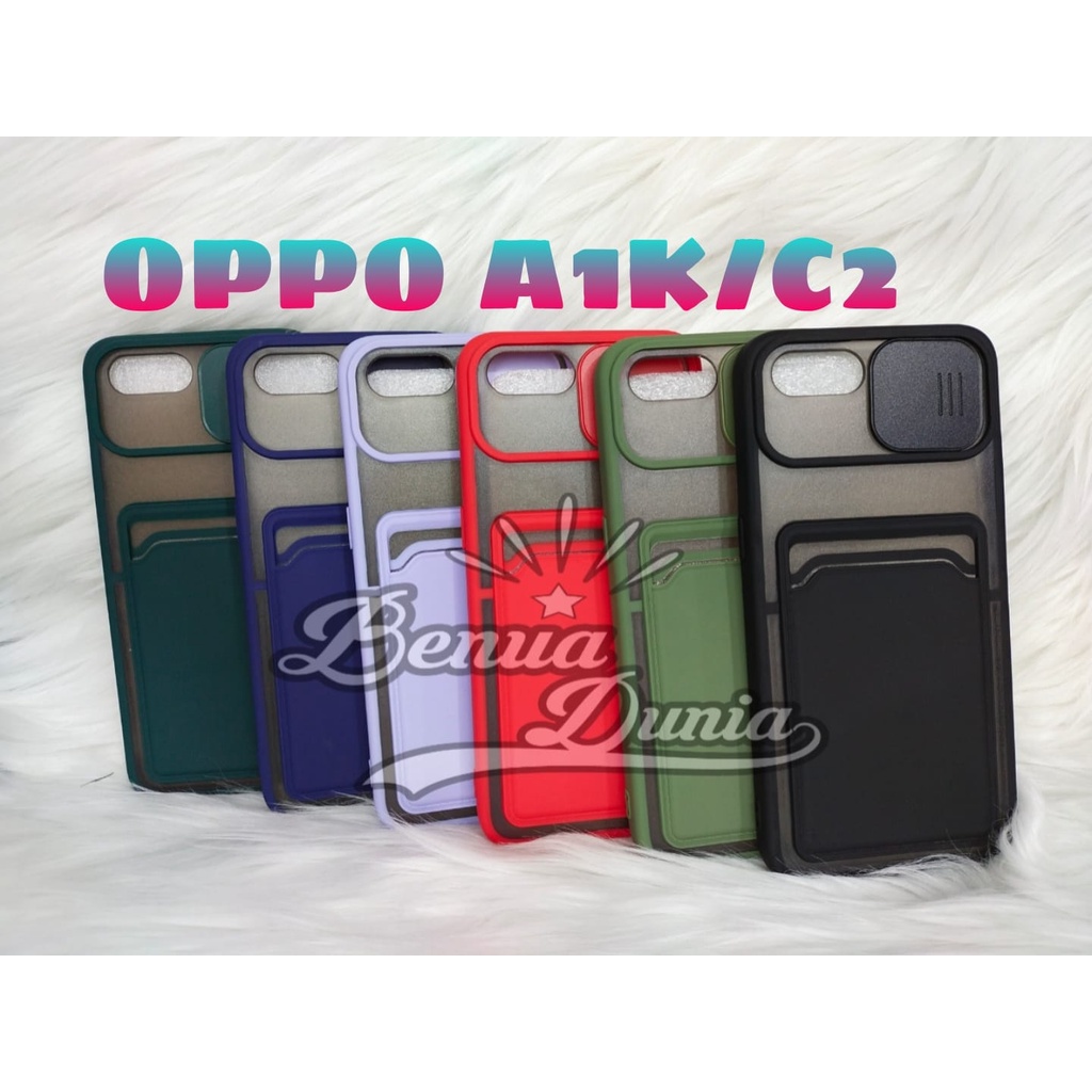 OPPO A1K/C2 -OPPO A16 -OPPO A74 4G/CASE SLEDING PLUS SLOT CARD PELINDUNG KAMERA OPPO A1K/C2 -OPPO A16 -OPPO A74 4G - BD