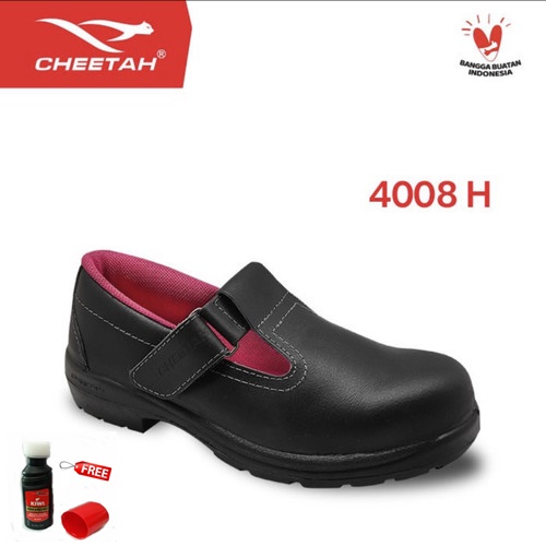Sepatu Safety Women Cheetah 4008H FREE Semir Sepatu Kiwi Poles Warna Hitam