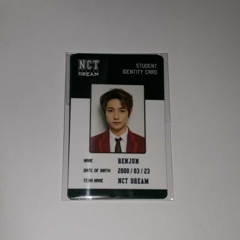 Booked Renjun Student Id Card B2s 2019 Nct Dream Photocard