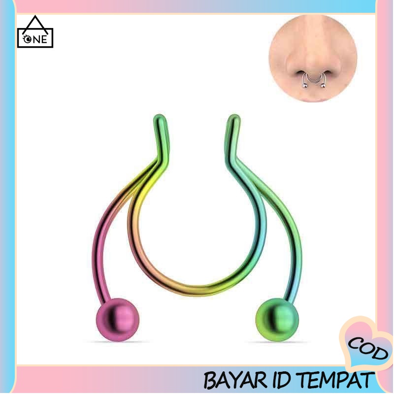 COD❤Tindik Cincin Hidung Palsu Tahan Karat Septum Magnetik U Bahan Cincin Tindik Hidung Unisex A one