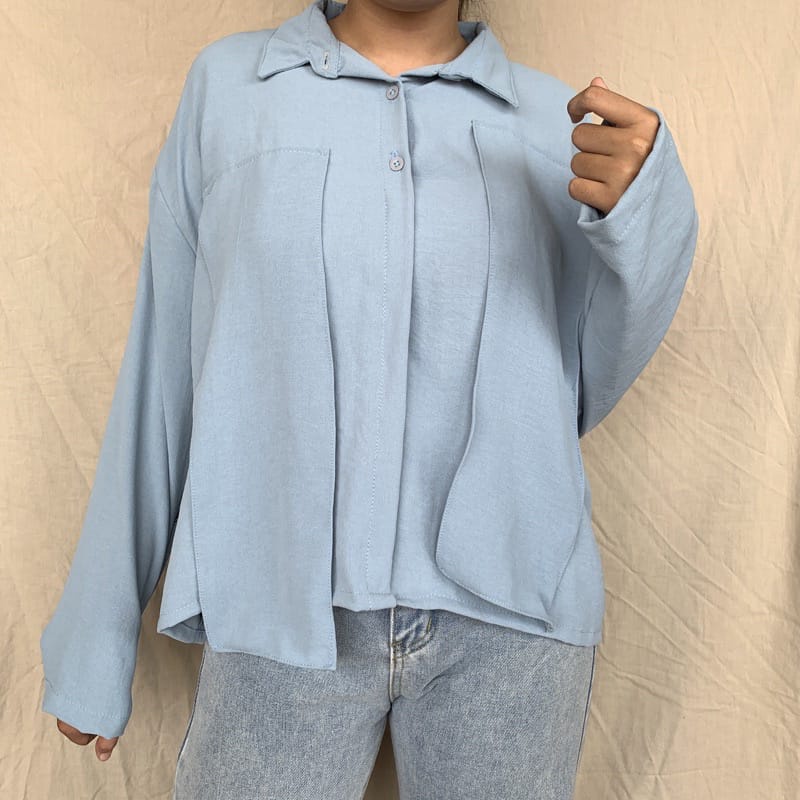 Tq88indonesia Fashion Baju Atasan Wanita Terbaru /  Kalu Oversize Shirt XXL / Blus Polos Lengan Panjang / Busana Santai Cewek / Ootd / Outfit Kasual Kekinian