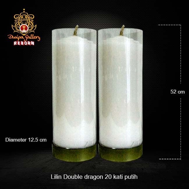 Lilin/Candle Puja Sembahyang Pilar Natal Double Dragon 20 Kati Putih