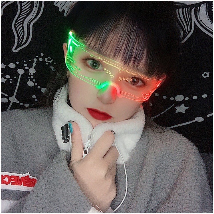 Colorful Luminous LED Glasses Accessories Technology Bungee Hip Hop Diablo