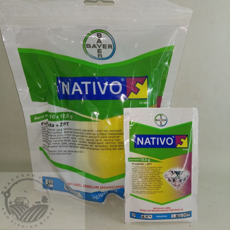 Fungisida + Zpt NATIVO 12.5gr bahan aktif : Tebukonazol 50% dan Trifloksistrobin 25%