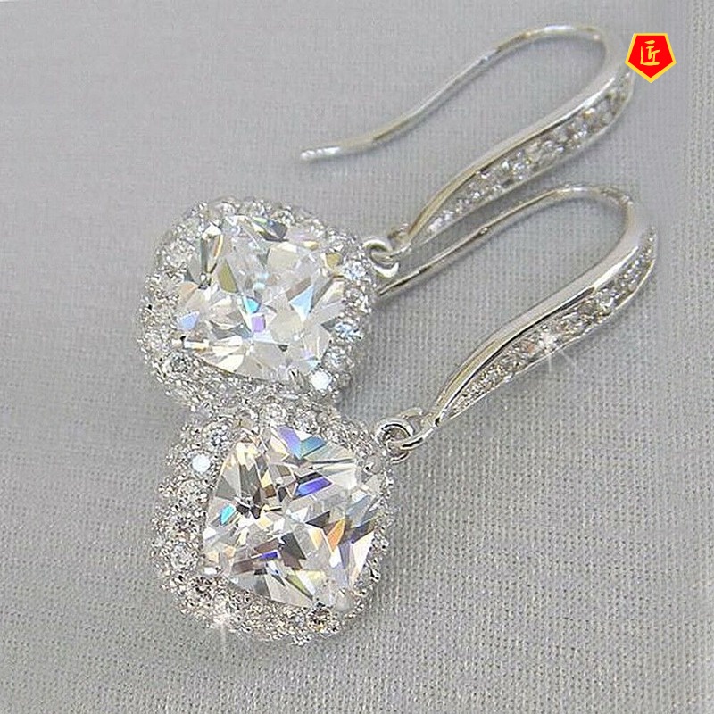 [Ready Stock]New High-End Elegant Square Diamond Earrings