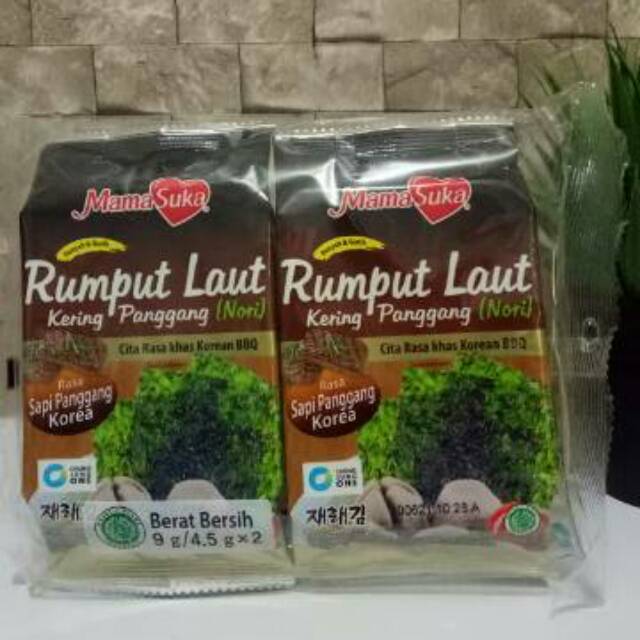 

RUMPUT LAUT NORI SAPI PANGGANG BBQ MAMA SUKA (1 PACK isi 2 BUNGKUS)