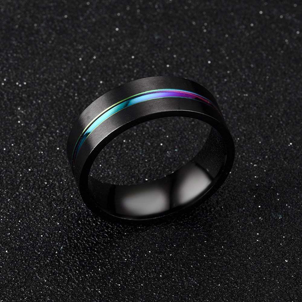 Cincin Warna-Warni Bahan Titanium Ukuran 8mm Untuk Pria Dan Wanita