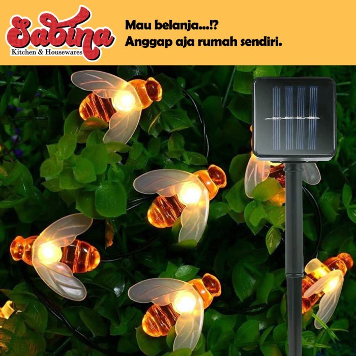 Lampu Hias Dekorasi Lebah Bee 50 LED with Solar Panel Finether Murah