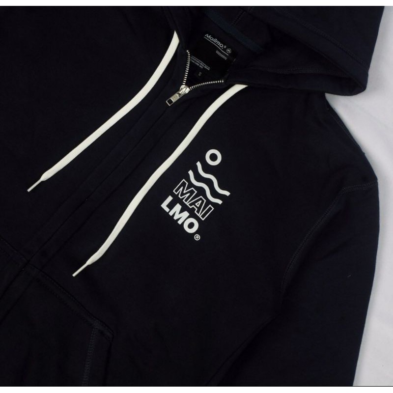 Sweater zeep hoodie mailmo sanghai varian warna hitam full katun