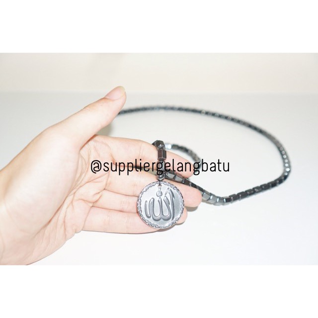 PROMO Kalung Lafaz Allah ukir terapi batu alam black tourmaline magnet KOREA RESELLER WELCOME ya