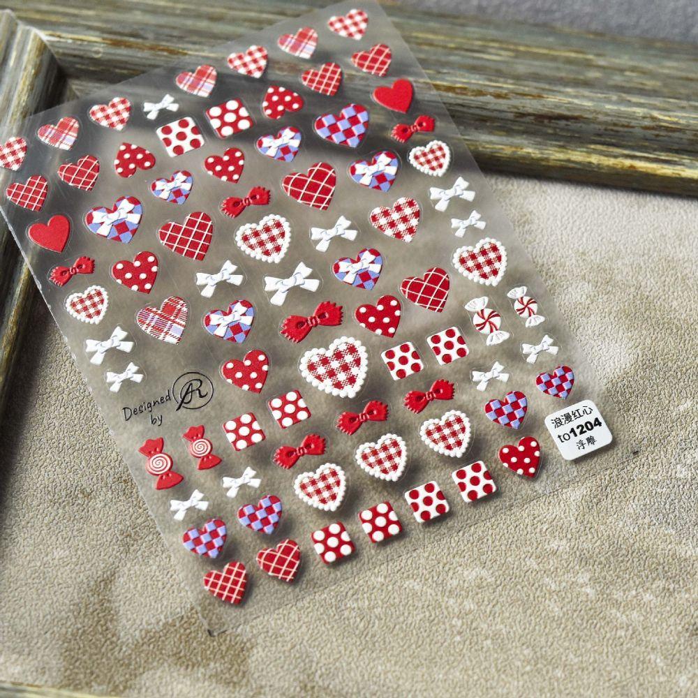 AUGUSTINA Agustin 5D Kuku Terukir Decals Merah Trendi Kuku Kecantikan Nail Art Dekorasi Salon Kuku Manicuring Stiker