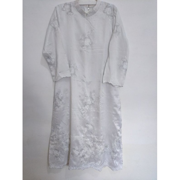 Gamis Putih Payet Bunga Flower White Jumbo Cewek Wanita Preloved