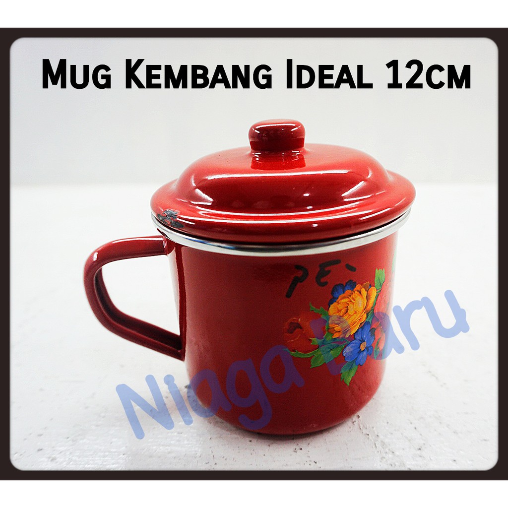 Mug Enamel Kembang 12 Cm Warna Merah
