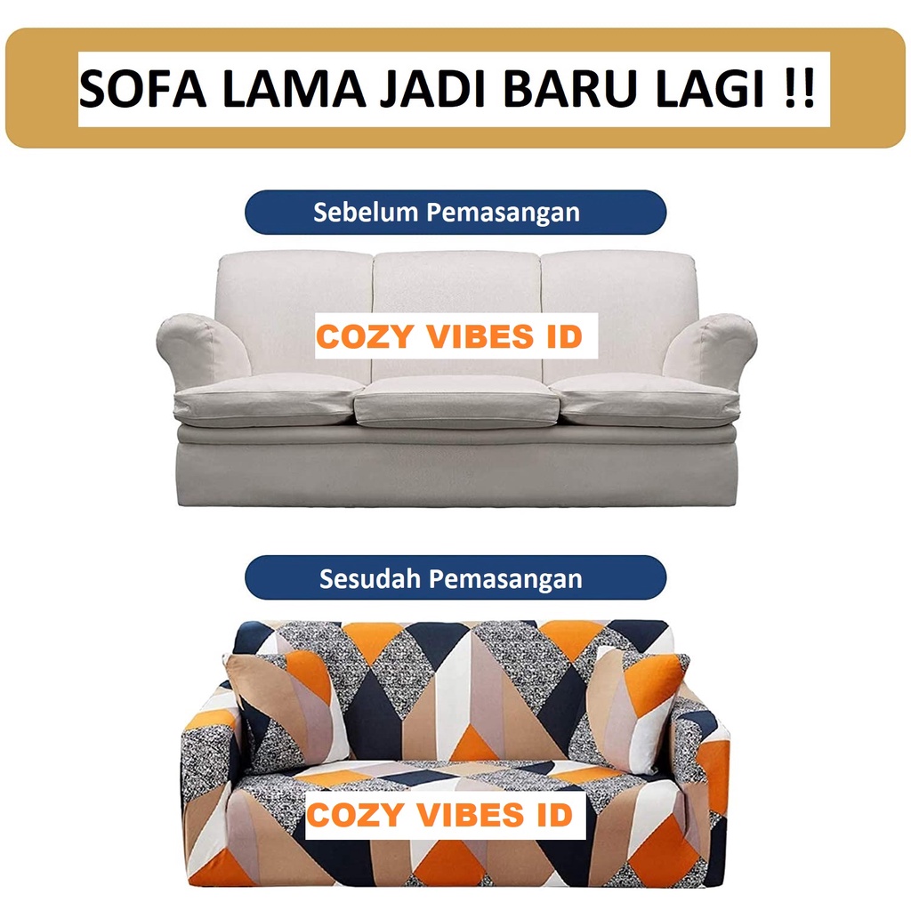 sarung sofa cover 1 seater 2 seater 3 seater s4 elastis elastic polos grid line motif 1seater 2seater 3seater