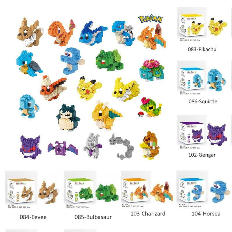 Pokemon Pikachu Snorlax DIY Figures Model Diamond Blocks Pikachu Pieces Blocks Gifts