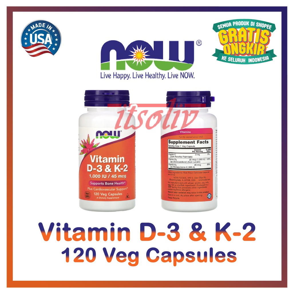 now foods vitamin d 3 k 2 1000iu 45 mcg 120 softgels food suplemen makanan d3 k2 1000 iu 45mcg