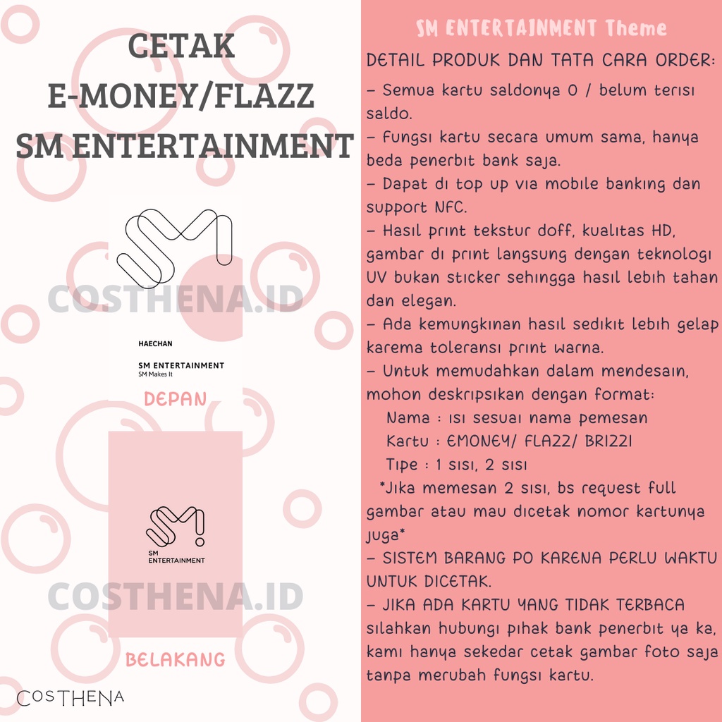 CETAK E-MONEY-FLAZZ-BRIZZI SM ENTERTAINMENT CUSTOM