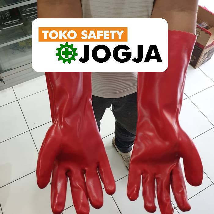 Sarung Tangan Merah PVC 16 Inch / Sarung tangan Chemical / Sarung Tangan kimia