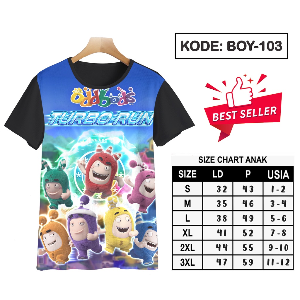 Kaos Anak Oddbods Karakter 3D Serial TV animasi #BOY-103