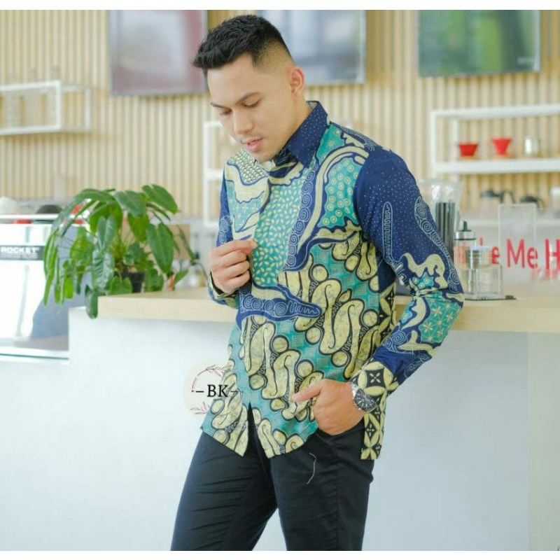 Abian Kemeja Batik Pria Anyar Reguler Modern Baju Batik Pria Soloan Lengan Panjang Pendek