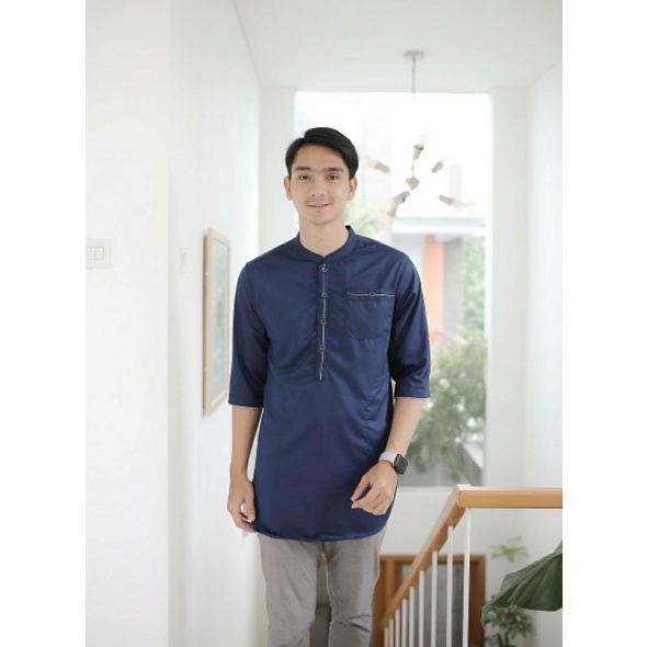 KOKO KURTA PAKISTAN BAJU MUSLIM PRIA WARNA NAVY Cream HIJAU BOTOL PUTIH HITAM ABU maroon M L XL