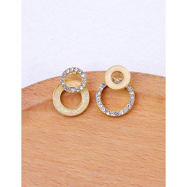 LRC Anting Tusuk Fashion Gold Drip Crystal With Diamonds S925 Sterling Silver Earrings F95522