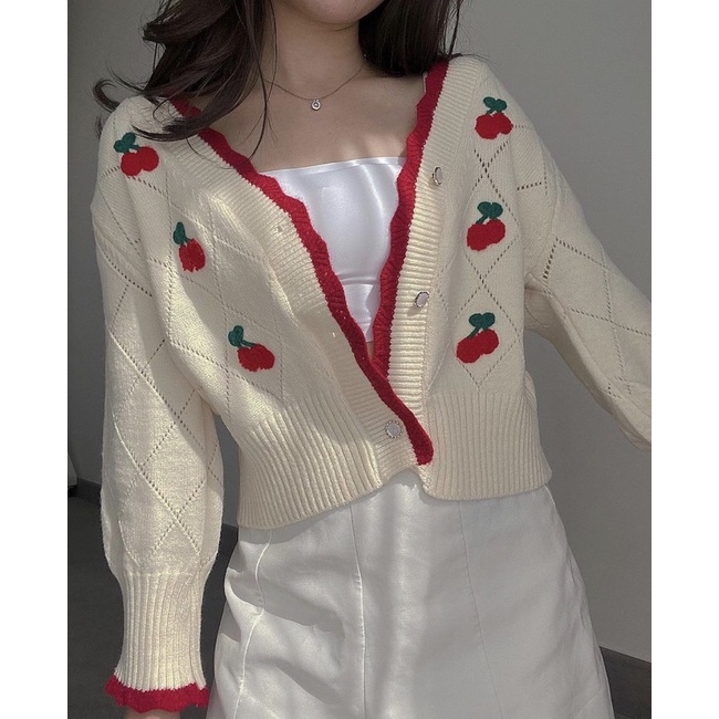 Quilla Cherry Cardigan Sweater Korean Style Outer Import Korea-2
