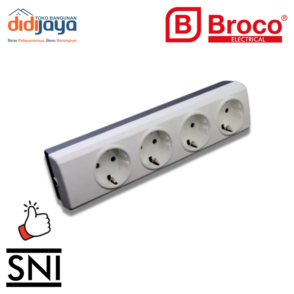 Colokan Listrik BROCO - Stop Kontak BROCO - Terminal BROCO - Stop Kontak 4 Lubang Putih BROCO - (Chi