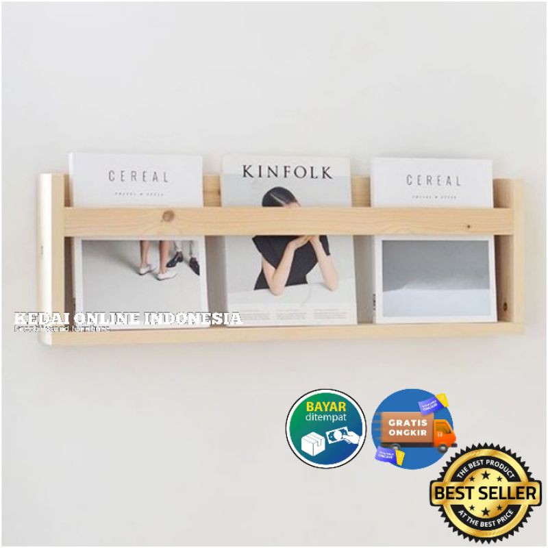 Rak Buku Dinding Minimalis Kayu Anak Kost Serbaguna Gantung Tempel Tembok Murah