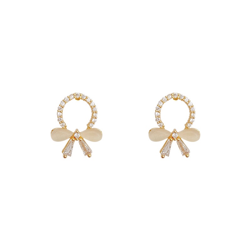 Anting Stud Desain Pita Opal Bahan S925 Silver Needle