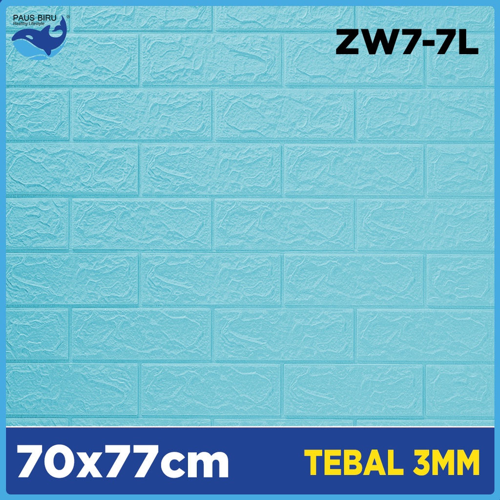 PALING MURAH ! Wallpaper Dinding FOAM Timbul 3D Bata Putih CLASSIC BRICK 70 x 77 cm | Tebal 3mm-W7-3L  BIRU 3MM