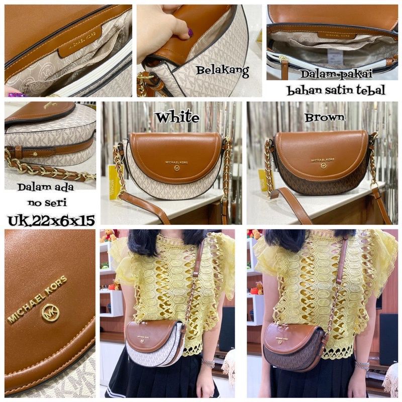 Mic*hael Kors Saddle New Tas Selempang Wanita Oval Import