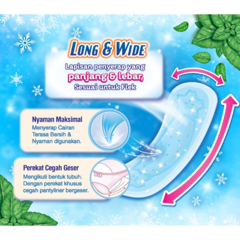 Charm Cooling Fresh Pantyliner Long &amp; Wide isi 28 pads Pembalut Wanita