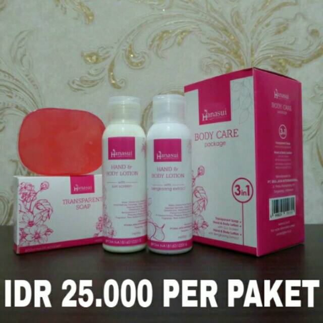 PAKET BODY CARE 3IN1 HANASUI BPOM / PEMUTIH BADAN HANASUI ORIGINAL 3 IN 1 / LOTION HANASUI