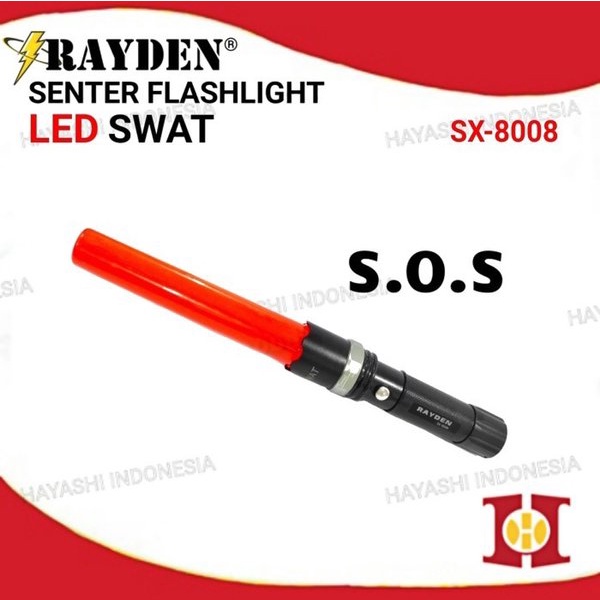 Senter Police SWAT LED 2 Double Cone Lalin Lalu Lintas Merah Hijau SOS