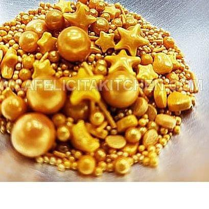 

● 10G SPRINKLE GOLD MUTIARA BINTANG PEARL SUGAR KUE DEKORASI HIASAN CAKE ➢