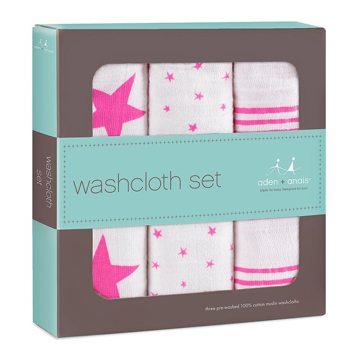 Aden + Anais - Washcloth Set FLURO PINK