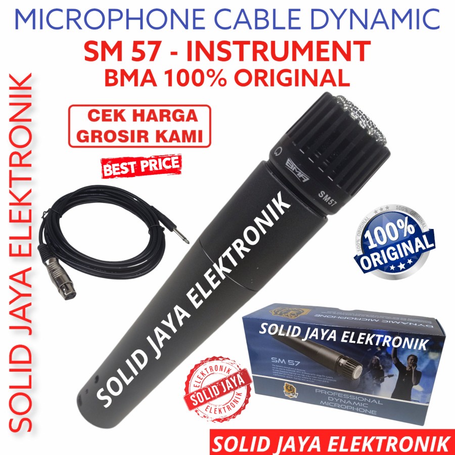 MIC MICROPHONE INSTRUMENT BMA SM 57 KABEL DYNAMIC MIK SM57 SM-57 MIKROPON MUSIK INSTRUMENTS GENDANG DRUM CIMBAL TAK TAG DUT TAKDUT BMA ORI ASLI ORIGINAL