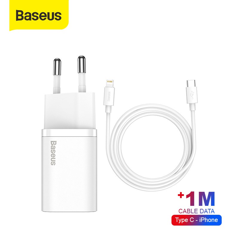 BUNDLING KEPALA CHARGER TYPE C PD BASEUS QUICK CHARGER 20W IPHONE