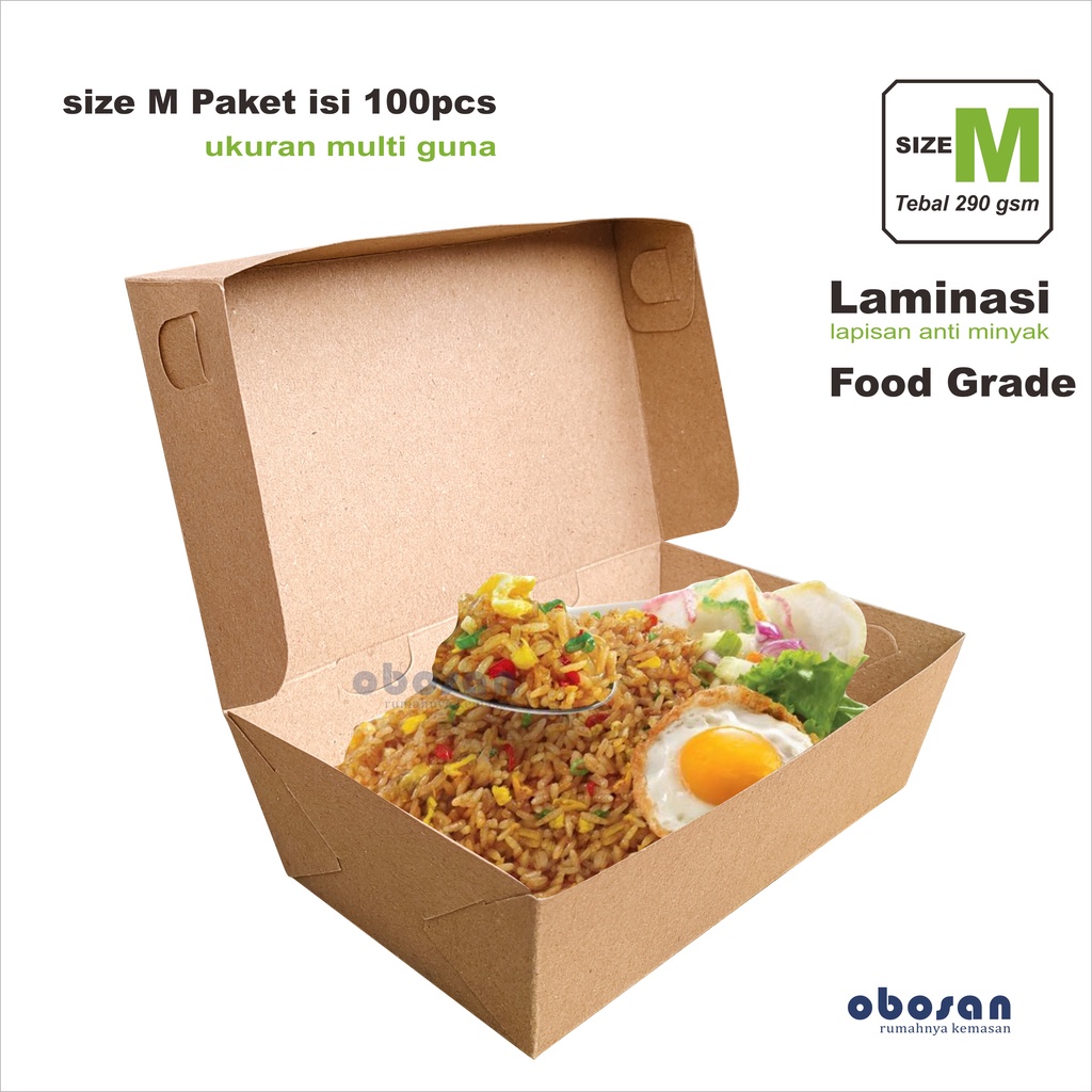 Jual Paper Lunch Box Size M Paket Isi Pcs Hemat Murah Laminasi Dus