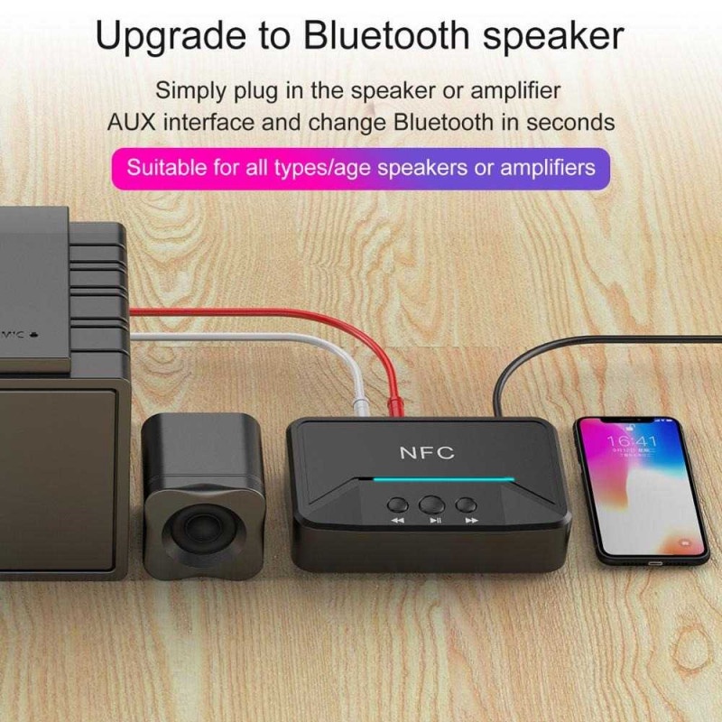 Audio Adapter Bluetooth 5.0 Receiver NFC Stereo Kit Speaker Wireless