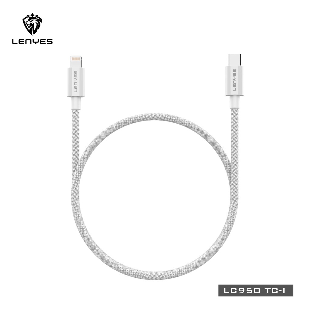 LENYES LC950 kabel data PD 27W FAST CHARGING QC 3.0A Type C to Lightning iphone Kabel charger Nylon 1meter cas original