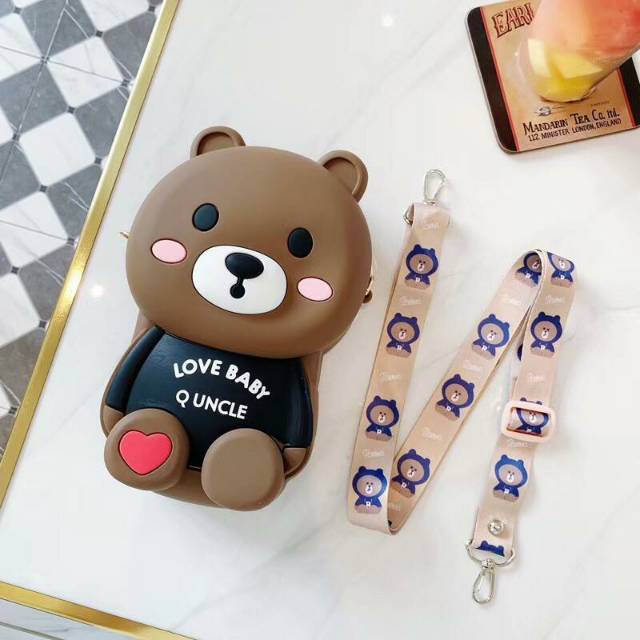 Tas slempang bear brown lucu