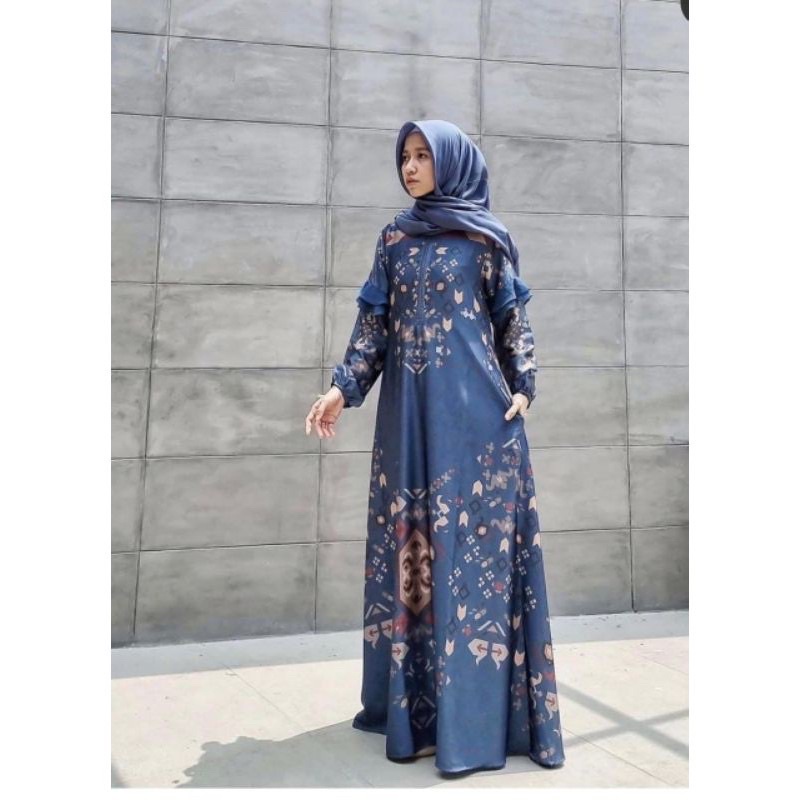 Gamis Maxmara TR Kombinasi Ceruty Polos M/L/XL/XXL Dress Kondangan Terbaru