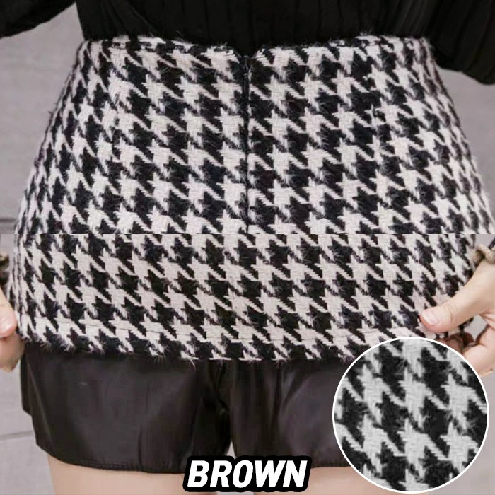 KARAKOREA 9811 Itzy Skirt/Rok Mini/Rok Pendek/Rok Pesta/Rok houndstooth/Rok Korea Skirt