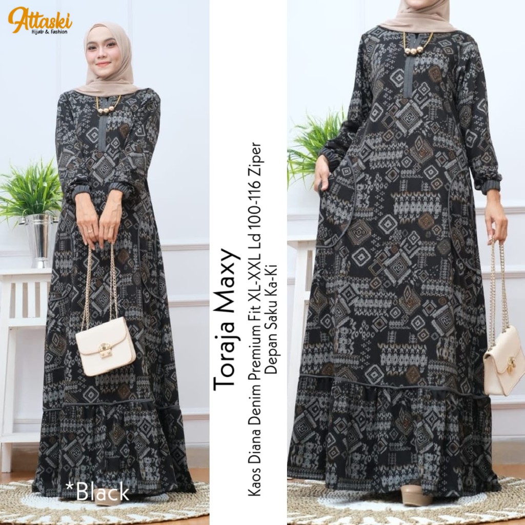 Gamis  Kaos Diana Denim - Gamis Maxy Calvin Jeans Motif Toraja