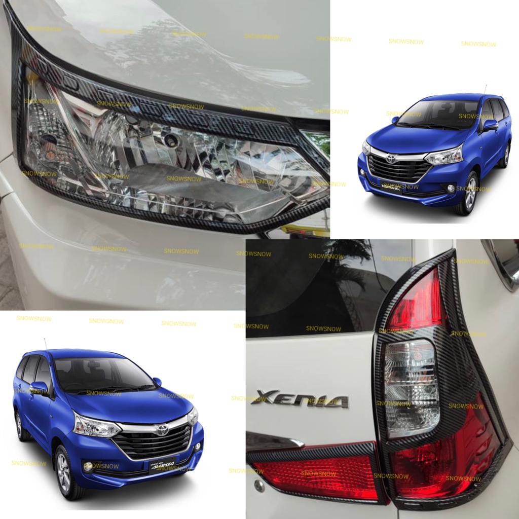 Paket Garnish Lampu Depan Belakang Grand Avanza Xenia Veloz 2015 2017 2018 Carbon