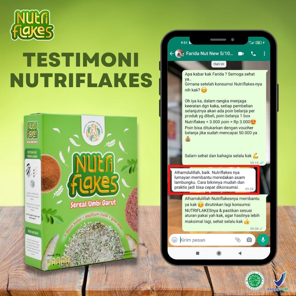 Promo NUTRIFLAKES Sereal Umbi Garut Obat Asam Lambung Herbal Dengan Daun Kelor Pengganti Nasi Untuk Diet-8